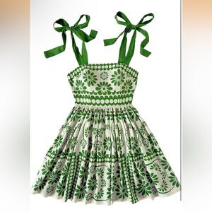 Green Floral Tie-Shoulder Sundress- XS, NEW WITH TAGS